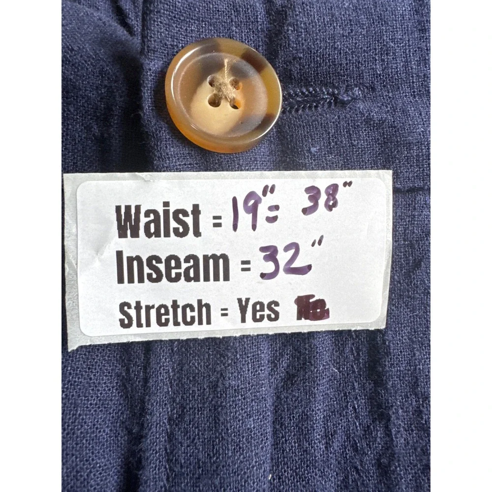 14th & Union Mens XL Navy Blue Linen Cotton Slim Fit Drawstring Pants 38x32